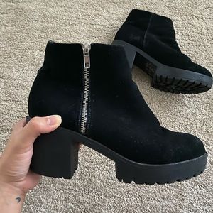 Black platform suede booties